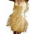 thumbnail image 3 of Women 1920s Dance Dress Sequin Tassel Fringe Flapper Latin Rumba Dress Tango Ballroom Dancing Dresses Gold S, 3 of 9