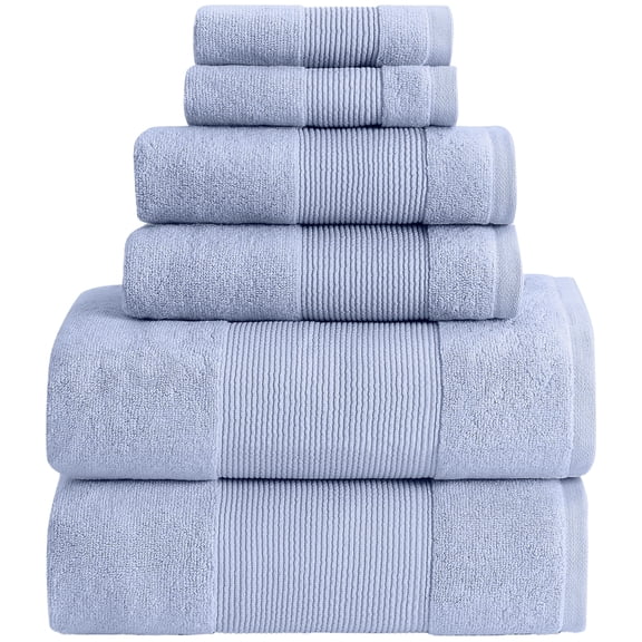 Modern Threads Aircloud 6-Piece Cotton Adult Bath Towel Set, Blue