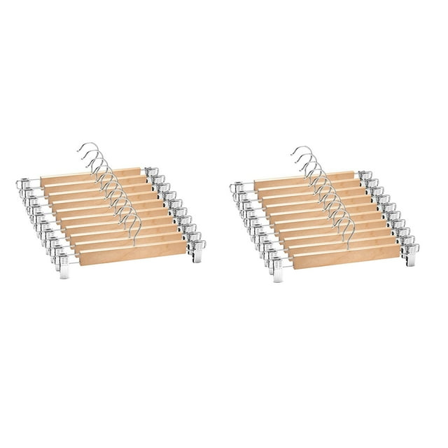 Paquete de 20 Perchas de Madera para Falda con Clips Ajustables Percha Antideslizante
