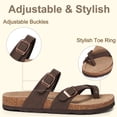 thumbnail image 3 of Litfun Suede Cork Footbed Sandals for Women Summer Arch Support Slide Sandals with Adjustable Buckles, Dark Brown, 3 of 6