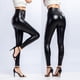 thumbnail image 2 of Leggings de cuero PU con efecto mojado para mujer: cintura alta, pantalones disco brillantes, diseño con costuras, informal/fiesta, 2 of 6
