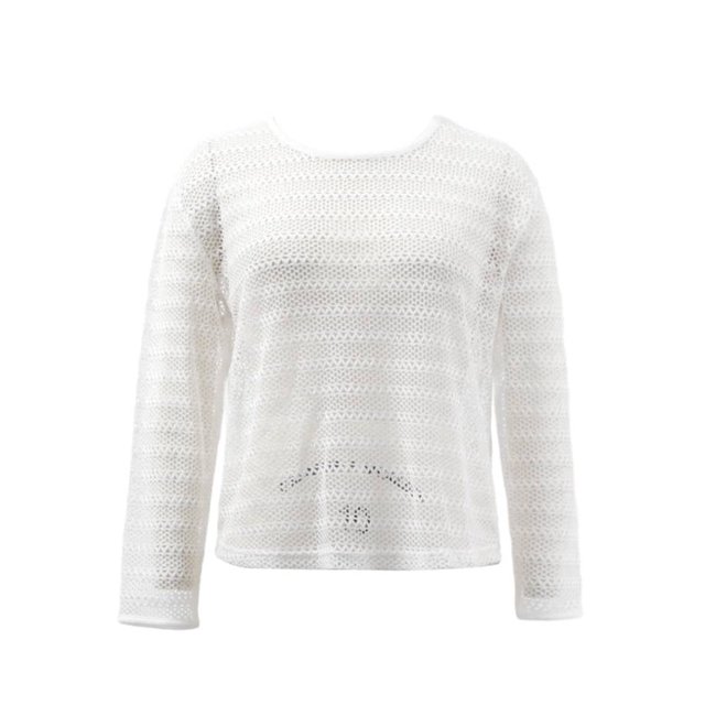 Ropa Playa Ocean Pacific para Mujer Blusa Corta Tejida Manga Larga Cuello Redondo Rojo Talla M