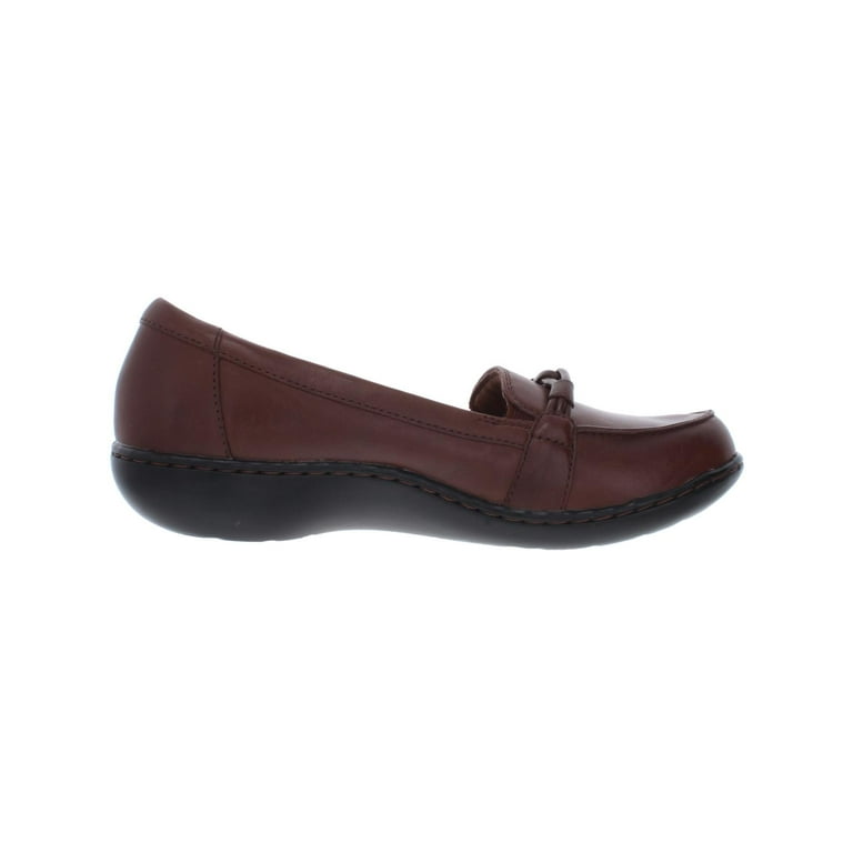 Clarks Womens Ashland Ballot Leather Slip On Loafers Brown 9 Wide C D W Walmart