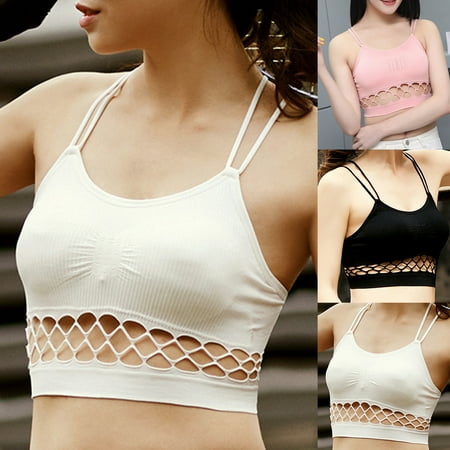 

harmtty Women Sexy Hollow Cross Strappy Padded Sports Yoga Sling Bra Vest Underwear Pink One Size