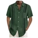 thumbnail image 1 of Designer Spring Summer Men's Casual Cotton Linen Solid Color Short Sleeve Shirts Loose Shirts L, 1 of 4