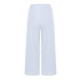thumbnail image 6 of Wide Leg Pants for Women Elastic Waist Cotton Linen Palazzo Pants Casual Baggy Cropped Lounge Trousers, 6 of 6