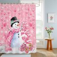 thumbnail image 4 of Shower Curtains for Bathroom, Pink Christmas Waterproof Fabric Shower Curtain, Snowman Xmas Tree Ball Gifts Winter Decorative Bathroom Curtain for Bathtub, 72"x84", No Hooks Included, 4 of 9