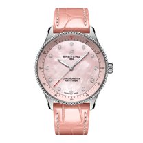Breitling Navitimer 32 Pink Pearl Diamond Dial Leather Strap Women's Watch A77320D91K1P1