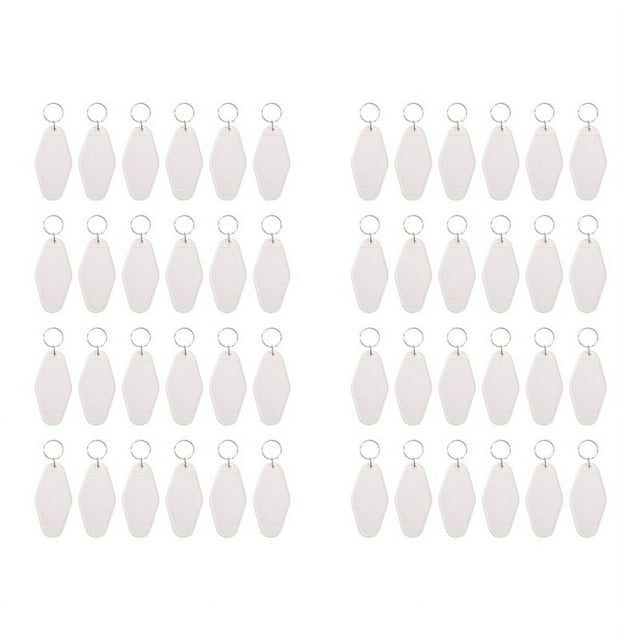 48 Pcs Vintage Motel Keychain DIY Blank Hotel Keychains Heat Transfer Blank Keychains Bulk Sublimation (White)