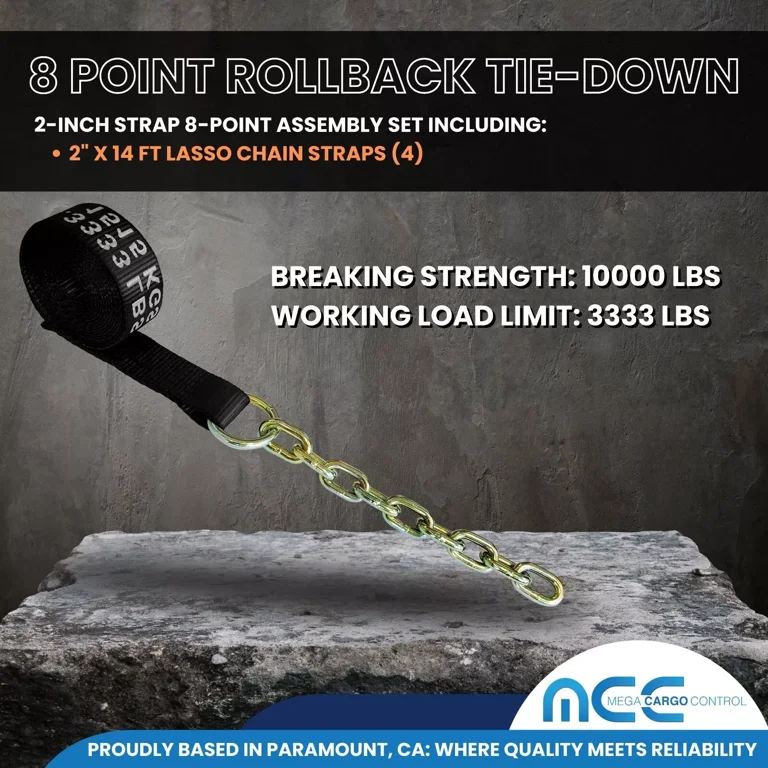 8 Point Rollback 14' Tie Down System Chain Ends For Car Hauler Carrier Tow Truck - Foto 8