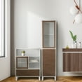 thumbnail image 3 of Teamson Home Tyler Freestanding Multifunctional Floor Accent Cabinet, White and Walnut, 3 of 9