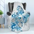 thumbnail image 4 of Zodiac Aquarius Soft Flannel Fleece Throw Blanket, Bucket with Ornamental Swirled Lines Scroll Horoscope, Cozy Plush for Indoor and Outdoor Use, 50" x 70", Grey Grey Cobalt Blue, by Ambesonne, 4 of 5