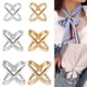 thumbnail image 2 of Simple Cross Scarf Clip X Shape Metal Brooches for Women Hollow Bow Scarves Buckle Holder Shawls Jewelry Clothing Accessories, 2 of 4
