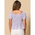 thumbnail image 3 of DARING DIVA Women's Puff Sleeve Floral Ruffle Peasant Blouses XL Light Purple, 3 of 6