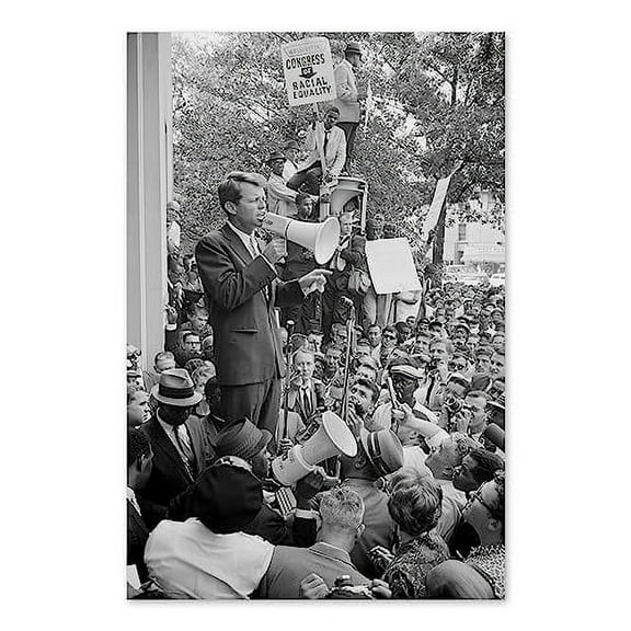 HISTORIX Vintage 1963 Bobby Kennedy Photo Print - 8x12 Inch Old Poster Photo of Washington DC Justice Department Robert F Kennedy Speaking to Crowd