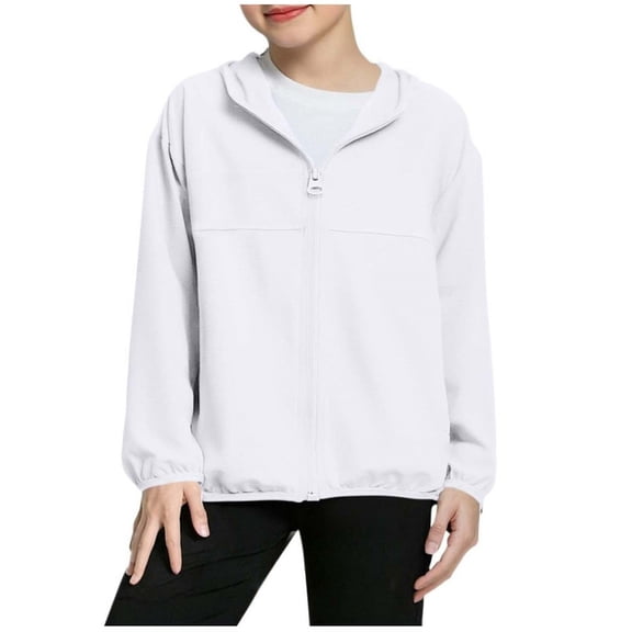 OGLCCG Kids Lightweight Sun Protection Jacket Girls Full Zip Long Sleeve UPF 50  Athletic Jackets Summer Thin Mesh Workout Jacket with Hood 4-13 Years