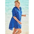 thumbnail image 3 of Swim 365 Women's Plus Size Button-Front Swim Cover Up, 3 of 5