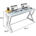 thumbnail image 2 of SAMERY Computer Desk & Gaming Desk, Home Office Desks 55.1 Inch- Modern Simple Writing Study White Glass Computer Desk Space-Saving Multipurpose Workstation with Metal Frame…, 2 of 7