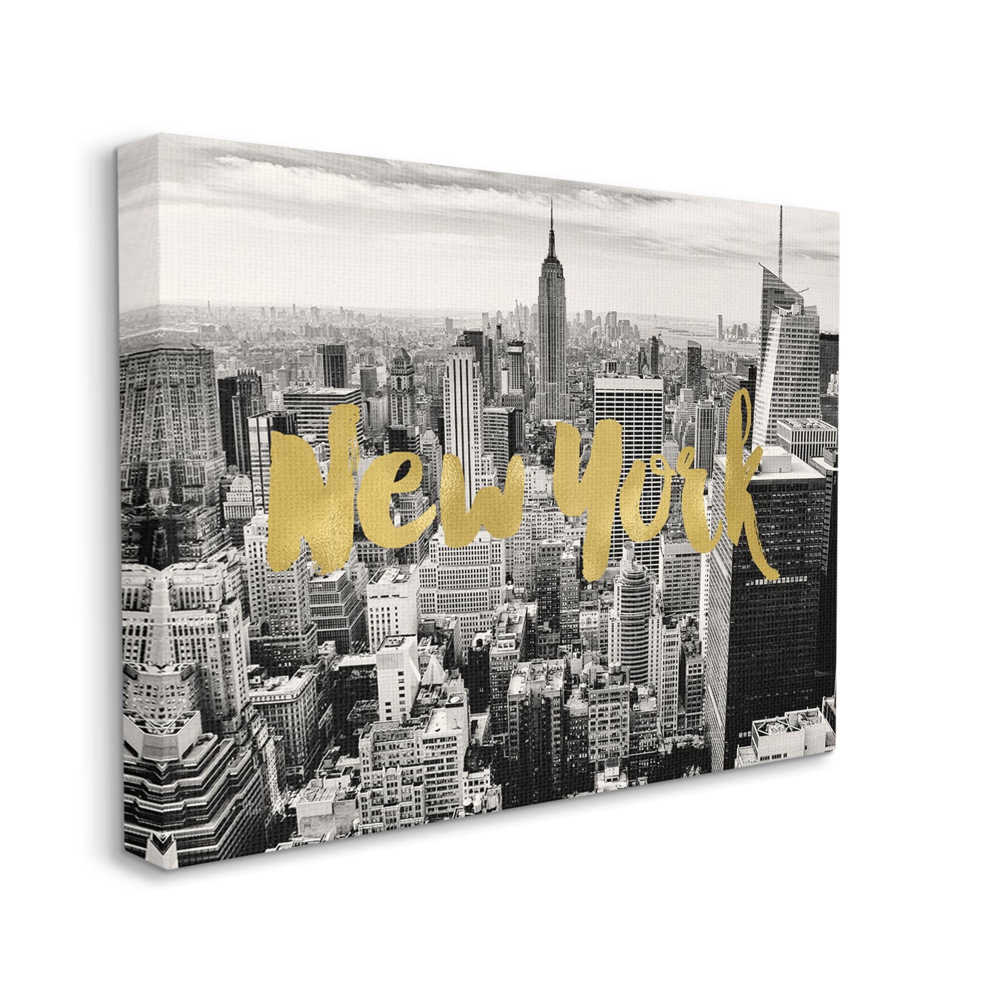 Stupell Industries Urban New York City Skyline Glam Detail Typography Canvas Wall Art, 20 x 16, Design by Amy Brinkman