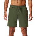 thumbnail image 2 of PiGOGI Men's Fashion Casual Shorts with Elastic Waist, Solid Color Lightweight Polyester Pants for Summer Outdoor Lounge Army Green XXL, 2 of 6