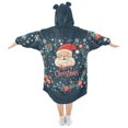 thumbnail image 2 of FORMRS Wearable Blanket Hoodie with Sleeves for Kids Cozy Flannel Sweatshirt, Blue Christmas Santa, 2 of 7