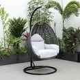 thumbnail image 4 of LeisureMod Charcoal Wicker Hanging Egg Chair with Stand and Cushion, Indoor Outdoor Swing for Patio, Bedroom, Garden (Light Grey), 4 of 10