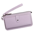 thumbnail image 1 of Cartera de mano con solapa RFID de cuero para mujer, organizador, morado, 1 of 5