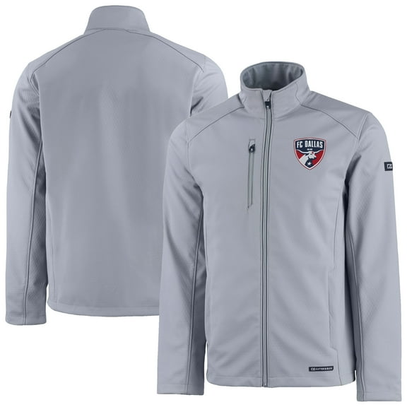 Men's Cutter & Buck  Gray FC Dallas Evoke Eco Softshell Recycled Full-Zip Jacket