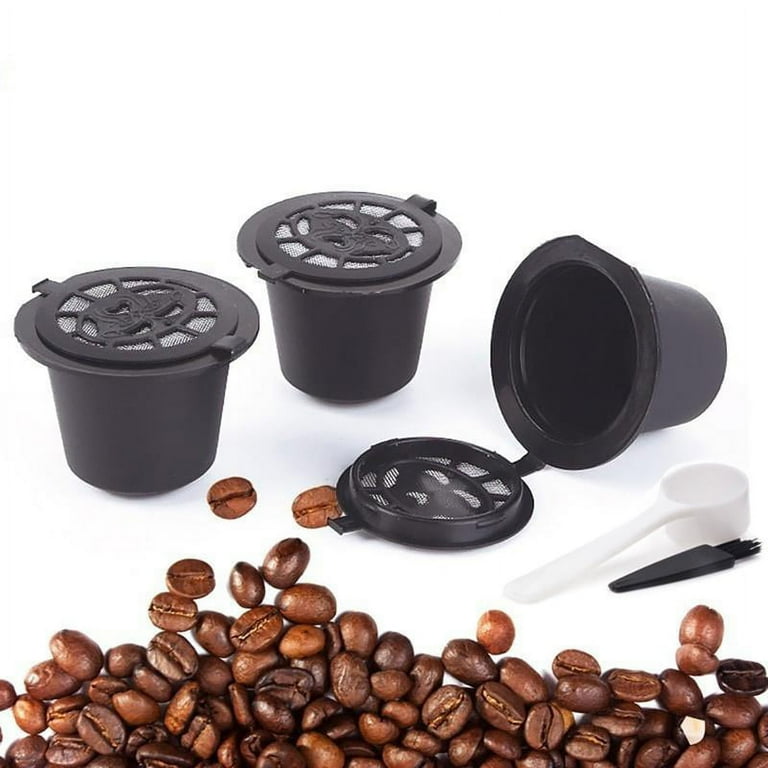 3 Pack Nespresso Reusable Capsules Durable Refillable Coffee Pods Compatible with Nespresso Machines with Spoon and Brush20ML Red