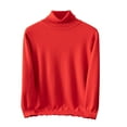 thumbnail image 2 of Turtleneck Pullover for Men Long Sleeve Solid Color Sweater Stretchy Slim Fitted Casual Sweaters Winter Tops (L, Red), 2 of 6
