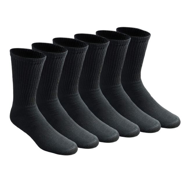 Calcetines redondos acolchados para hombre Dickies, negros, 6 pares, tallas 12-15