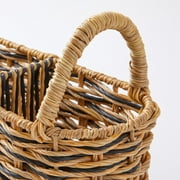 Better Homes & Gardens Oval Utensil Caddy, Beige & Black Resin Rattan with Metal Frame
