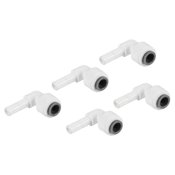 Uxcell 1/4" Water Pipe Stem Elbow Connector Push to Connect Fitting, 5 Pack White