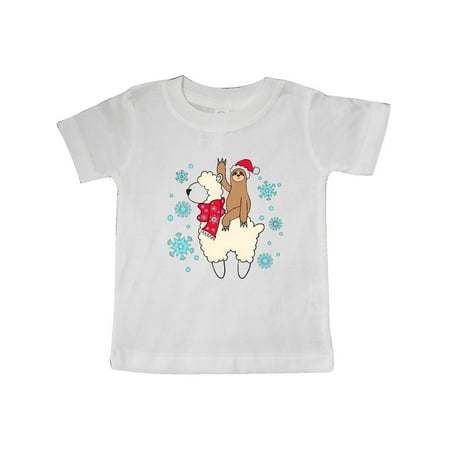 

Inktastic Christmas Cute Sloth and Llama Gift Baby Boy or Baby Girl T-Shirt