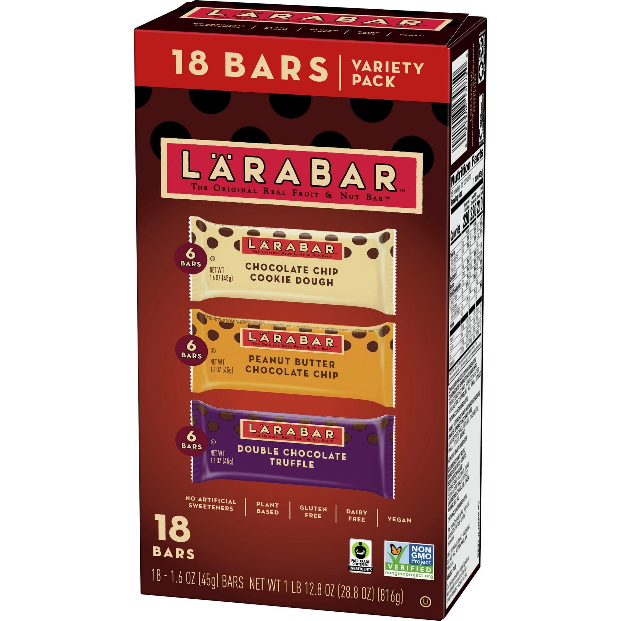 Larabar Chocolate Variety Pack, Gluten Free Vegan Fruit & Nut Bars, 18 Ct ( 2 Pack )