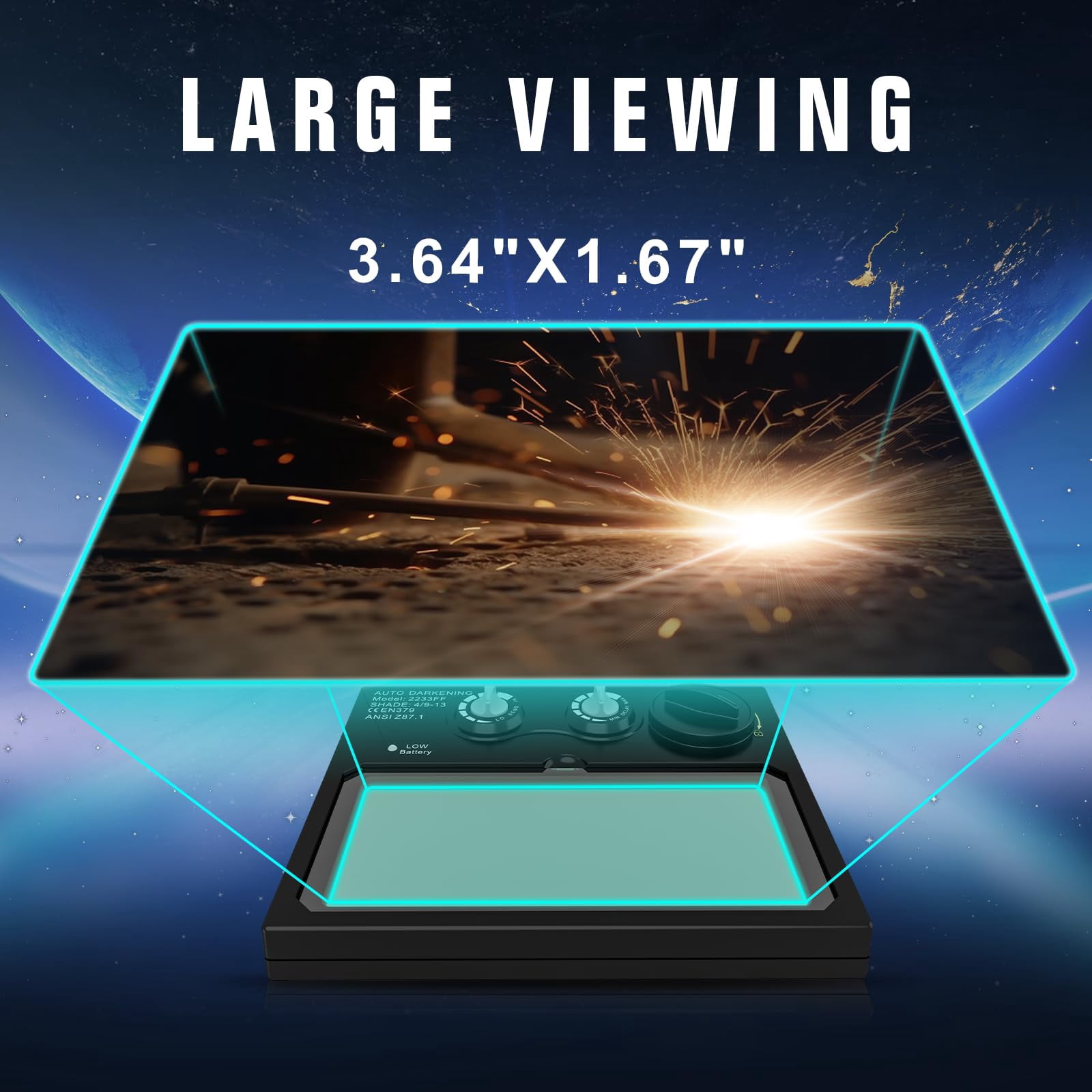 Welding Lens - Solar Auto Darkening Welding Helmet Lens True Color Technology with 2 Arc Sensor Ajustable Shade Range 4/9-13 Automatic LCD Lens Dimming Shade Filter 4.33x3.54in Auto Welding Lens