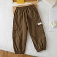 thumbnail image 2 of CPNG Toddler Boys Baggy Multi-Pocket Cargo Sweatpants Straight Wide Leg Elastic Waist Workout Athletic Joggers Sweat Pants(Brown,3-4 Years), 2 of 6