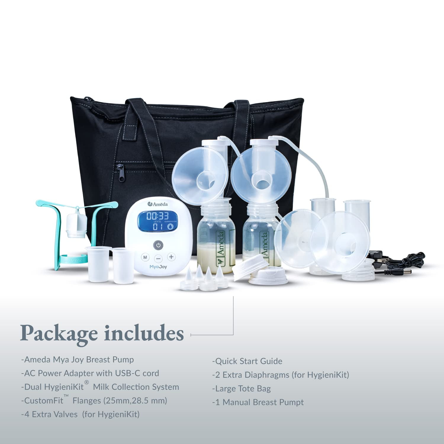 Ameda MYA Joy Double Electric Breast Pump Breast Pump Bag Manual Breast Pump Portable Breast Pump Hands Free Lightweight Hospital Grade Breast