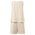 thumbnail image 4 of Curuila Two Piece Sets For Women Shorts Suit Solid Color Crew Neck Sleeveless Tank Top Breathable Outfit Set Wh1 Size M, 4 of 9
