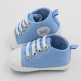 thumbnail image 3 of Baby Girls Boys Shoes Soft Anti-Slip Sole Newborn First Walkers Star High Top Canvas Denim Unisex Infant Sneaker, 3 of 4