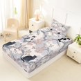 thumbnail image 2 of Manfei Vintage Branch Cat Twin Fitted Sheet, Chinese Cherry Blossom Bedding, Gray Pink, 2 Pieces, 1 Fitted Sheet and 1 Pillowcase, 2 of 6