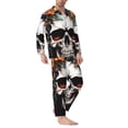 thumbnail image 6 of Salouo Flower Horn Skull Print Button-Front Long Sleeve Pajama Set for Men, Soft 2Pjs Men's Long Sleeve Sleepwear -Small, 6 of 7