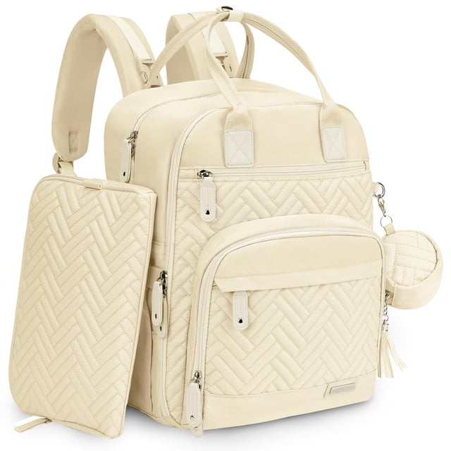 Mochila iniuniu para pañales unisex para bebés, impermeable, color blanco roto