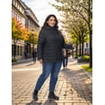 thumbnail image 2 of Chaqueta acolchada ROYAL MATRIX para mujer talla grande con capucha negra 2X, 2 of 7