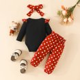 thumbnail image 2 of Gibobby Conjunto para bebé y niño de animados de manga larga para niñas pequeñas, mono con estampado de puntos, pantalones, diademas, trajes(Negro,6-9 Meses), 2 of 5