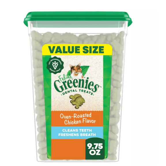 Greenies Chicken Flavor Natural Dental Care Adult Cat Treats, 9.75 oz.