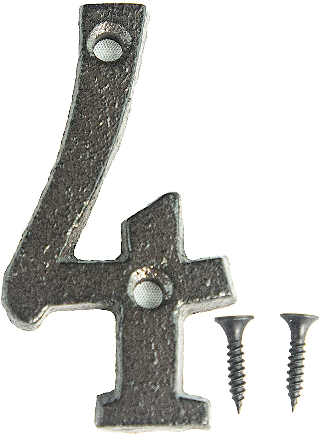 Rustic Cast Iron Address House Number Lettering 3 x 1.5 Inch (Number 4) Mounting Hardware Included 1pc