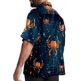 thumbnail image 3 of Cancer Constellation Men's Short Sleeve Button Down Beach Shirts, Casual Printed Summer Unisex Tops, 3 of 6