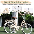 thumbnail image 3 of 24-Inch Women's Bike with 7-Speed Gear Shift and Steel Frame,Commuter Bike with Comfortable Saddle,V-Brakes & Adjustable Seat Post for Women,Multi Colors, 3 of 8