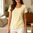 thumbnail image 2 of XuJwPNcy Womens Tops Lightweight Basic Short Sleeve Tee Round Neck Casual Undershirts Summer Thin Breathable Tshirt Clothes, 2 of 5